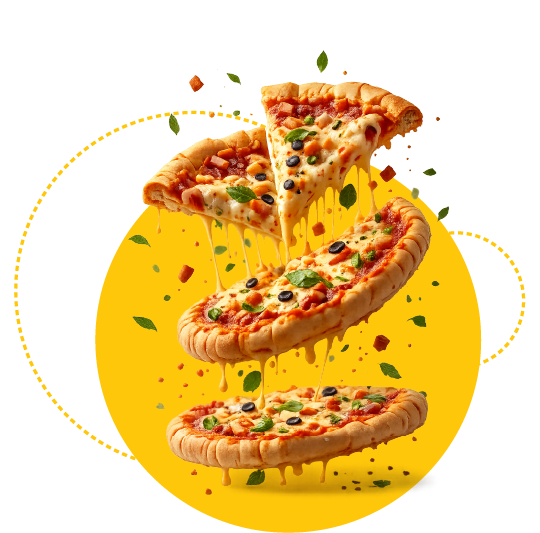 Pizza preparada con ingredientes frescos